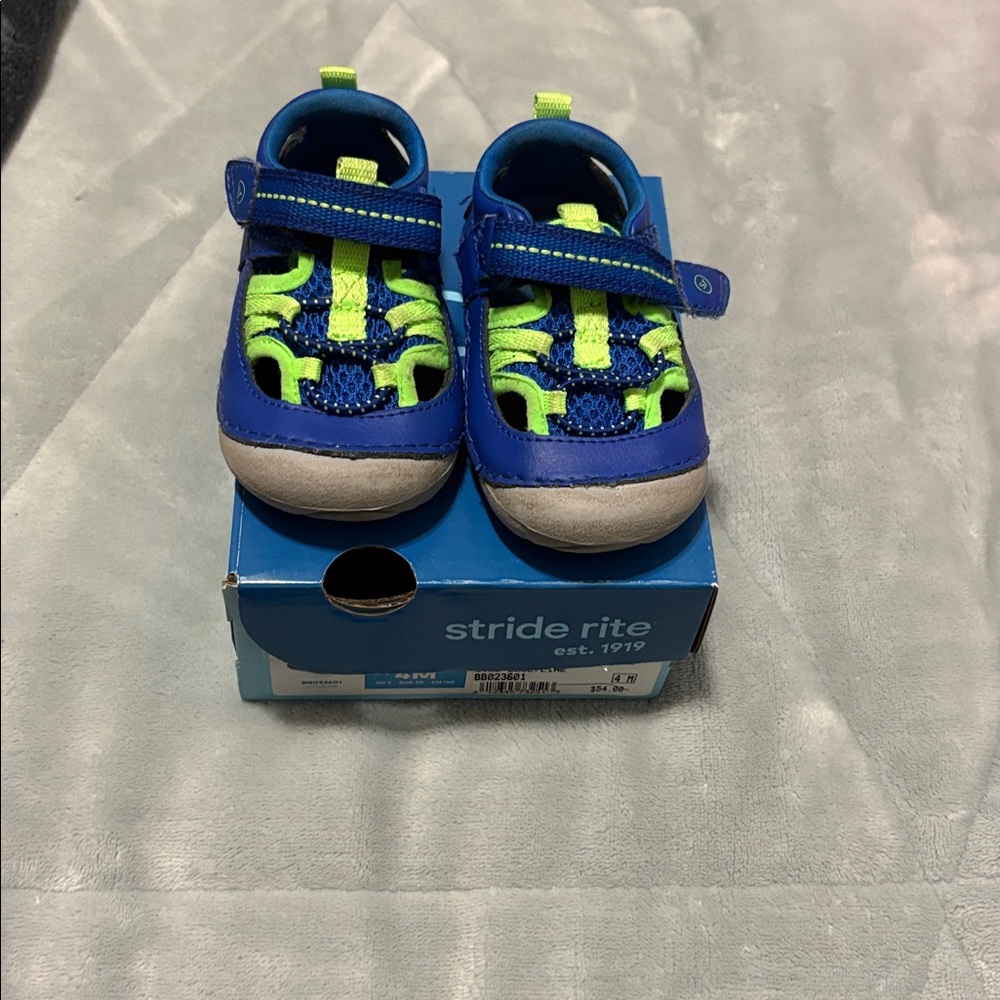 Stride Rite Blue and Neon Green Toddler Shoes